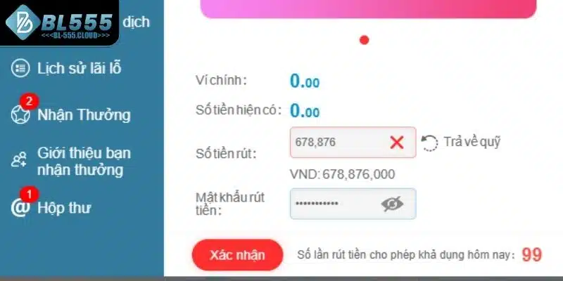 Điều kiện và lưu ý quan trọng khi rút tiền BL555 cho thành viên